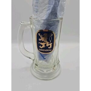 K.I SAWYER NCO Club ~Lowenbrau ~Clear Glass Mug~ 10 OZ ~Vintage Octoberfest 1980
